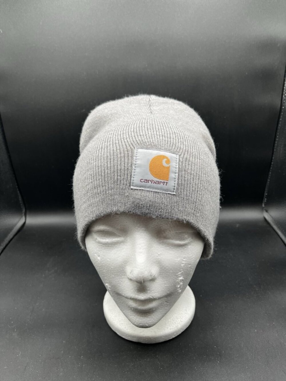 Carhartt Beanie Winter Hat Stocking Cap Gray Acrylic One Size Adult Stretch ✅